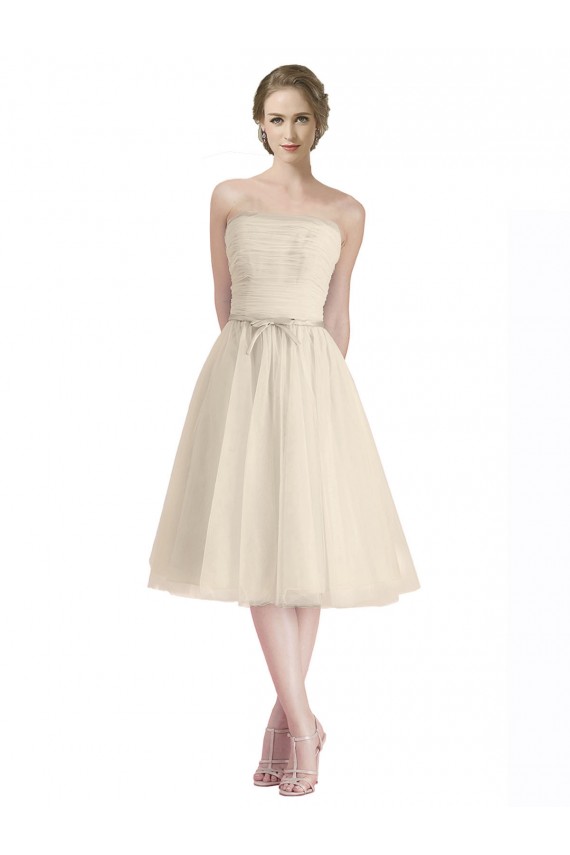 Strapless Cocktail Length Tulle Sleeveless Bridesmaid Dress Darwin