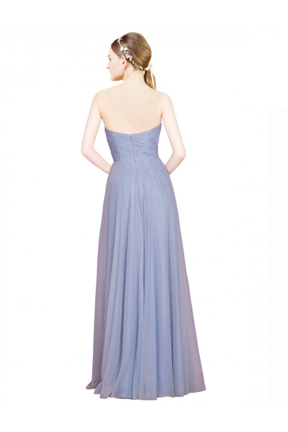 Strapless Long Tulle Light Sky Blue Sleeveless Formal Dress / Bridesmaid Dress Darwin