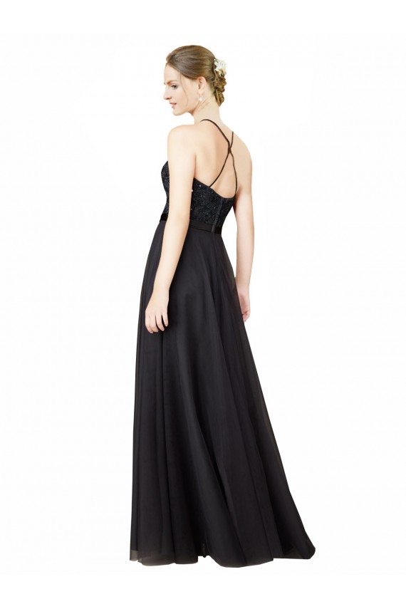 Sweetheart Long Tulle & Lace Slate Grey Sleeveless Bridesmaid Dress Darwin