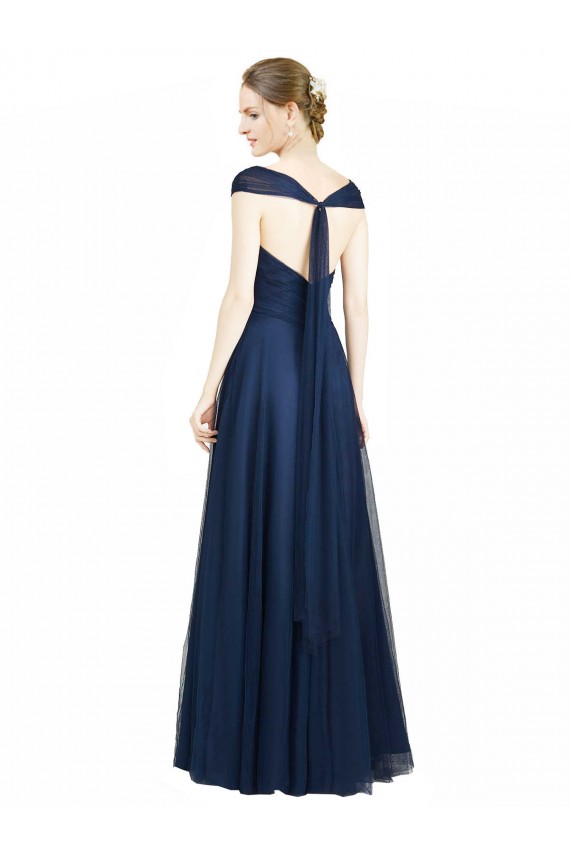 Sweetheart Long Tulle Dark Navy Sleeveless Bridesmaid Dress Darwin