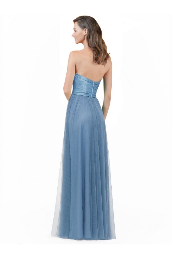 Strapless Long Satin & Tulle Sleeveless Bridesmaid Dress Darwin