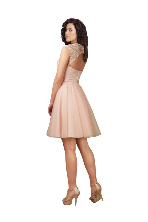 Sweetheart Knee Length Tulle & Lace Cap Sleeves Bridesmaid Dress Darwin
