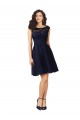 Bateau Neck Knee Length Tulle & Lace Dark Navy Sleeveless Bridesmaid Dress Darwin
