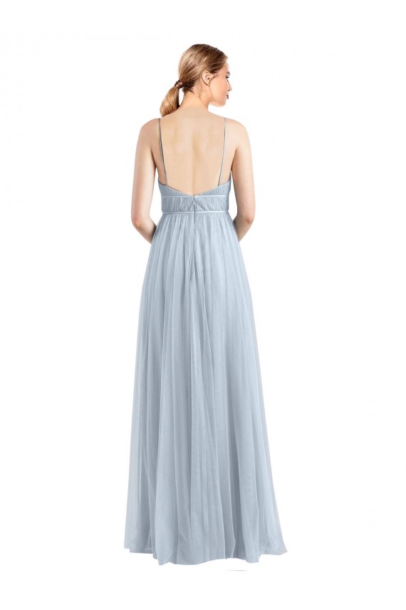 V-Neck Long Tulle Light Sky Blue Sleeveless Evening Dress / Bridesmaid Dress Darwin