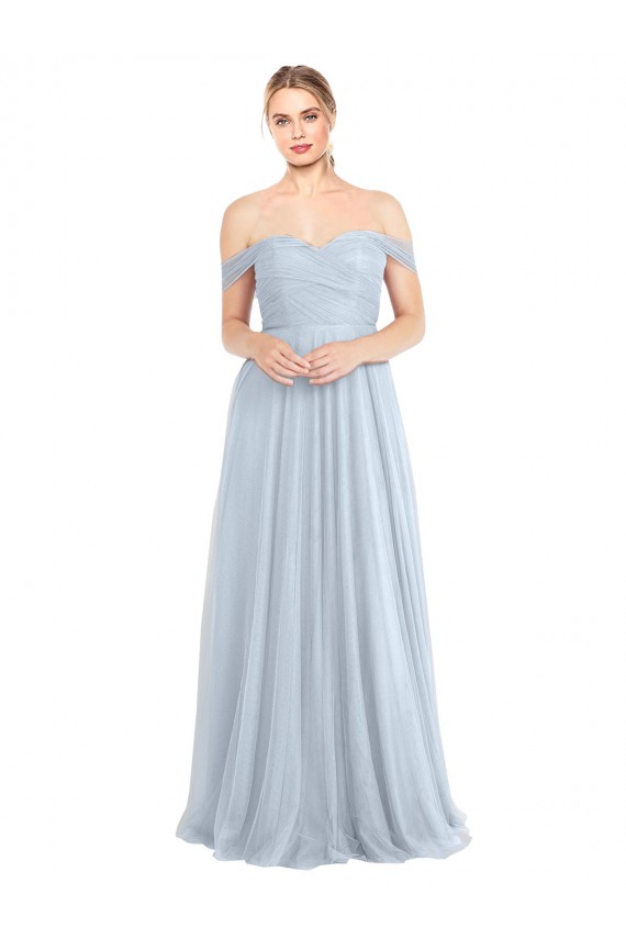 Strapless Long Tulle Light Sky Blue Sleeveless Evening Dress / Bridesmaid Dress Darwin