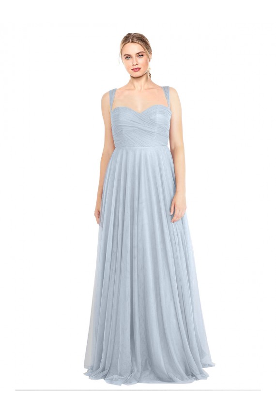 Sweetheart Long Tulle Light Sky Blue Sleeveless Evening Gown / Bridesmaid Dress Darwin