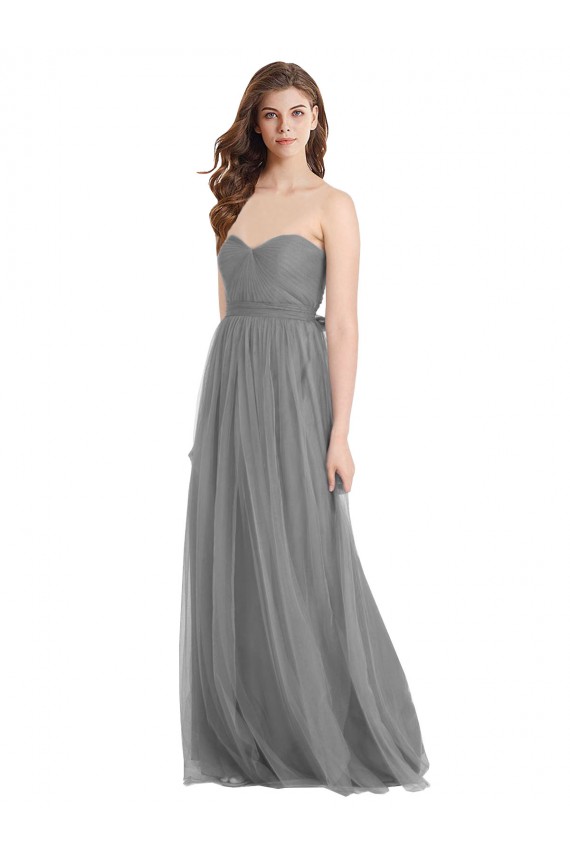 Sweetheart Long Tulle Slate Grey Sleeveless Bridesmaid Gown Darwin