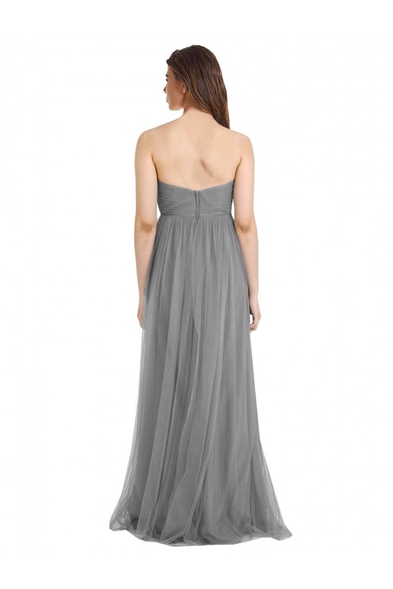 Sweetheart Long Tulle Slate Grey Sleeveless Bridesmaid Gown Darwin