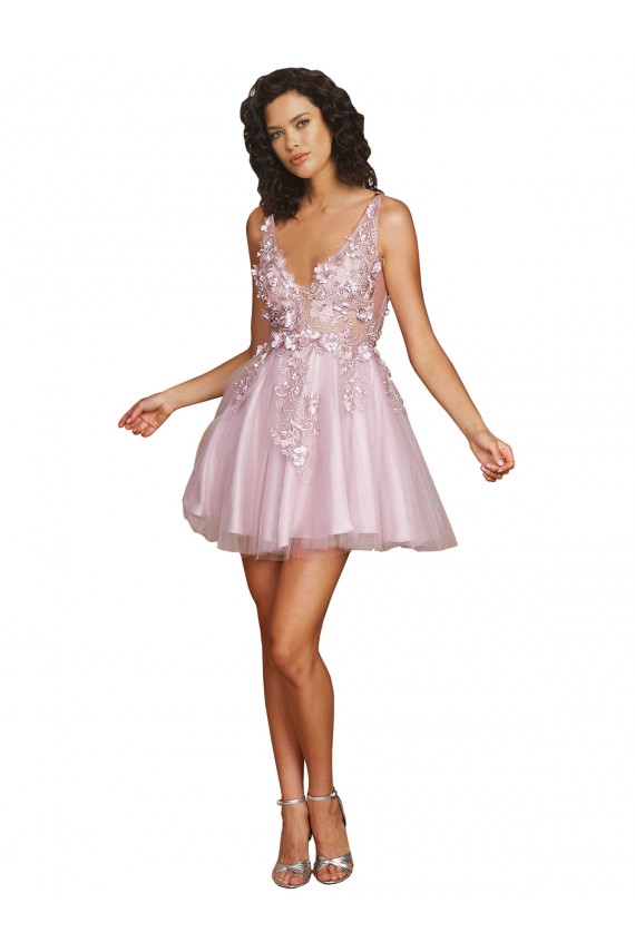 V-Neck Short Tulle Sleeveless Bridesmaid Dress Darwin