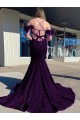 V-Neck Court Train Velvet Sequin Plum Purple Sleeveless Prom Dress / Evening Dress Darwin