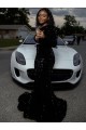 One Shoulder Sweep Train Velvet Sequin Black Long Sleeves Prom Dress Darwin