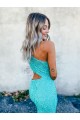 One Shoulder Sweep Train Velvet Sequin Sleeveless Prom Dresses Darwin