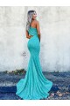One Shoulder Sweep Train Velvet Sequin Sleeveless Prom Dresses Darwin