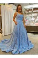 Scoop Neck Court Train Velvet Sequin Sleeveless Prom Dress / Evening Dress Darwin