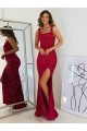 Square Neck Long Velvet Sequin Burgundy Sleeveless Prom Dress Darwin