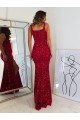 Square Neck Long Velvet Sequin Burgundy Sleeveless Prom Dress Darwin