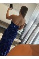 Strapless Sweep Train Velvet Sequin Fuchsia Sleeveless Prom Dress Darwin