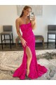 Strapless Sweep Train Velvet Sequin Fuchsia Sleeveless Prom Dress Darwin