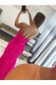 Strapless Sweep Train Velvet Sequin Fuchsia Sleeveless Prom Dress Darwin