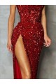 Strapless Long Velvet Sequin Burgundy Sleeveless Prom Dress / Evening Dress Darwin