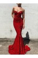 Sweetheart Court Train Velvet Sequin Burgundy Sleeveless Prom Dress / Evening Gown Darwin