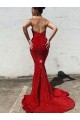 Sweetheart Court Train Velvet Sequin Burgundy Sleeveless Prom Dress / Evening Gown Darwin
