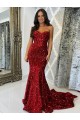 Sweetheart Court Train Velvet Sequin Burgundy Sleeveless Evening Dress Darwin