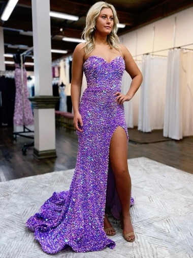 Sweetheart Court Train Velvet Sequin Lavender Sleeveless Homecoming Dress Darwin