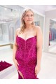 Sweetheart Sweep Train Velvet Sequin Sleeveless Evening Dress Darwin