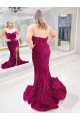 Sweetheart Sweep Train Velvet Sequin Sleeveless Evening Dress Darwin