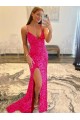 V-Neck Sweep Train Long Velvet Sequin Sleeveless Gowns Darwin