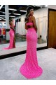 V-Neck Long Sweep Train Velvet Sequin Sleeveless Evening Dress Darwin
