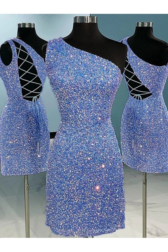 One Shoulder Short Velvet Sequin Sleeveless Prom Dress Darwin