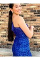 One Shoulder Short Velvet Sequin Royal Blue Sleeveless Homecoming Dresses Darwin