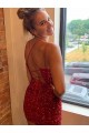 V-Neck Short Velvet Sequin Royal Blue Sleeveless Evening Gown Darwin