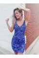 V-Neck Short Velvet Sequin Sleeveless Evening Dress Darwin