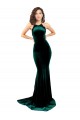 High Neck Sweep Train Stretch Velvet Dark Green Sleeveless Formal Evening Gown / Prom Dress / Bridesmaid Dress Darwin