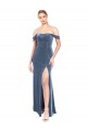Strapless Long Stretch Velvet Dusty Blue Sleeveless Prom Dress / Bridesmaid Dress Darwin