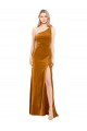 One Shoulder Long Stretch Velvet Gold Sleeveless Formal Evening Gown / Prom Dress / Bridesmaid Dress Darwin