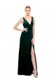 V-Neck Long Stretch Velvet Dark Green Sleeveless Black Tie Evening Dress / Prom Dress / Bridesmaid Dress Darwin