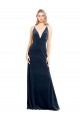 V-Neck Long Stretch Velvet Dark Navy Sleeveless Prom Dress / Bridesmaid Dress Darwin