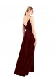 V-Neck Long Stretch Velvet Burgundy Sleeveless Bridesmaid Dress / Evening Dress Darwin