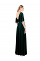 V-Neck Long Stretch Velvet Dark Green Flutter Sleeves Prom Dress / Bridesmaid Dress Darwin