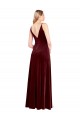V-Neck Long Stretch Velvet Burgundy Sleeveless Black Tie Prom Dress / Bridesmaid Dress Darwin