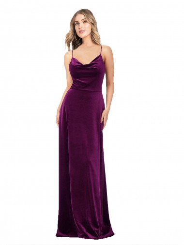 V-Neck Long Stretch Velvet Grape Sleeveless Formal Evening Gown / Prom Dress / Bridesmaid Dress Darwin