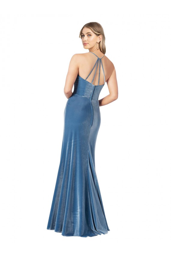Jewel Neck Long Stretch Velvet Black Sleeveless Formal Evening Gown / Prom Dress / Bridesmaid Dress Darwin