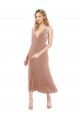 V-Neck Midi Length Stretch Velvet Pink Sleeveless Prom Dress / Bridesmaid Dress Darwin