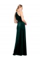 Jewel Neck Long Stretch Velvet Dark Green Sleeveless Prom Dress / Bridesmaid Dress Darwin