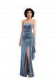 Strapless Long Stretch Velvet Dusty Blue Sleeveless Formal Evening Gown / Prom Dress / Bridesmaid Dress Darwin