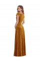 V-Neck Long Stretch Velvet Gold Cap Sleeves Formal Evening Gown / Prom Dress / Bridesmaid Dress Darwin